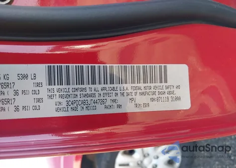 2018 Dodge Journey Se from USA, damaged, VIN 3C4PDCAB3JT447267